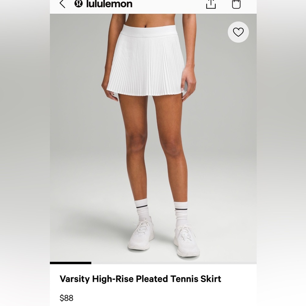Lululemon white pleated tennis skirt